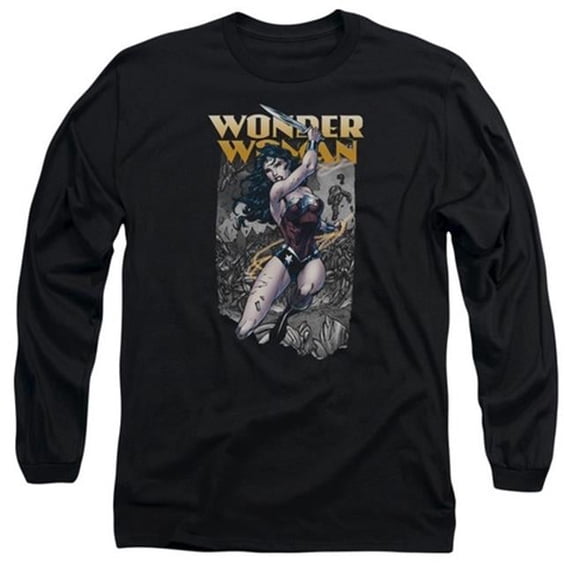 Trevco Jla-Wonder Slice Long Sleeve Adult 18-1 Tee- Black - Small