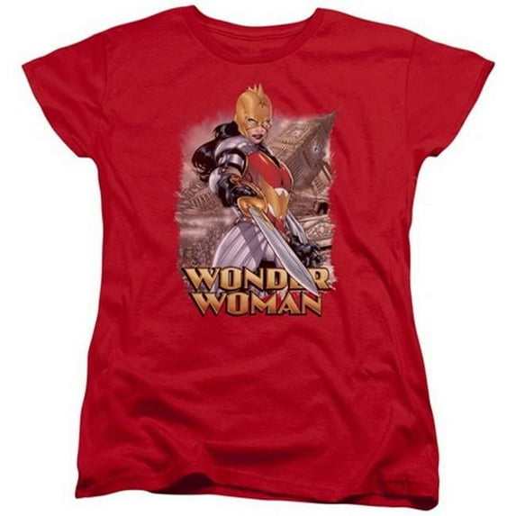 Trevco Jla-Wonder Woman Short Sleeve Womens Tee- Red - Small