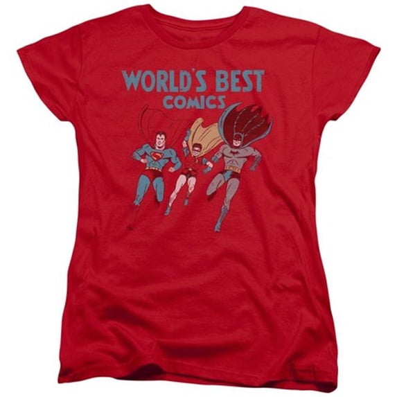 Trevco Jla-Worlds Best Short Sleeve Womens Tee- Red - XL