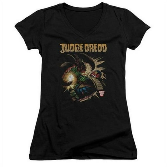 Trevco Judge Dredd-Blast Away Junior V-Neck Tee, Black - Medium