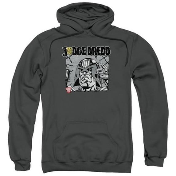 Trevco Judge Dredd-Fenced Adult Pull-Over Hoodie- Charcoal - Medium