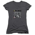 thumbnail image 1 of Trevco Judge Dredd-Fenced Junior V-Neck Tee- Charcoal - Large, 1 of 1