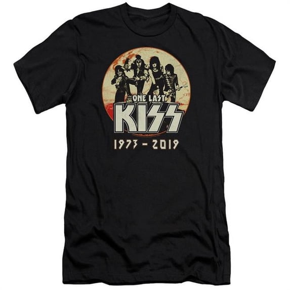 Trevco KISS254-SF-5 Kiss & 1973-2019 Print Adult Slim Fit Short Sleeve T-Shirt, Black - 2X