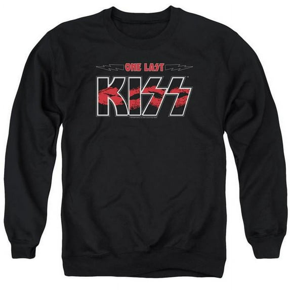 Trevco KISS255-AS-5 Kiss & One Last Kiss Print Adult Crewneck Sweatshirt, Black - 2X