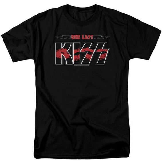 Trevco KISS255-AT-9 Kiss & One Last Kiss Print Adult Regular Fit Short Sleeve T-Shirt, Black - 6X