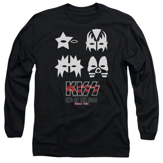 Trevco KISS256-AL-6 Kiss & End of the Road Print Adult Long Sleeve T-Shirt, Black - 3X