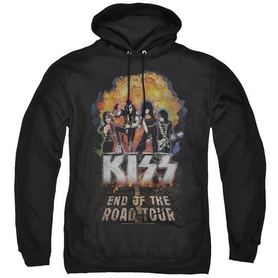 Trevco KISS257-AFTH-7 Kiss & Boom Print Adult Pull-Over Hoodie, Black - 4X