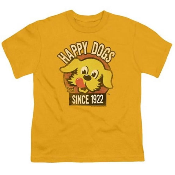 Trevco Ken L Ration-Happy Dogs Short Sleeve Youth 18-1 Tee- Gold - Large