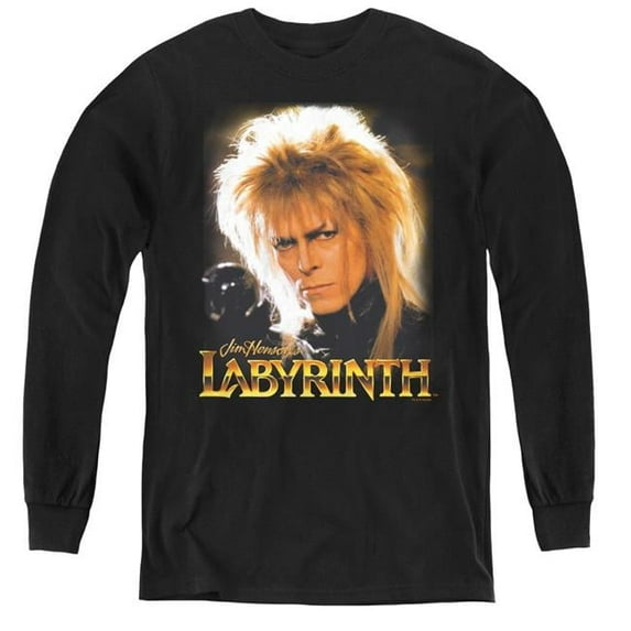 Trevco LAB100-YL-2 Labyrinth & Jareth - Youth Long Sleeve Tee, Black - Medium