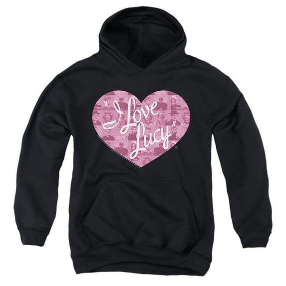 Trevco LB298-YFTH-4 I Love Lucy & Many Moods Logo - Youth Pull-Over Hoodie, Black - Extra Large