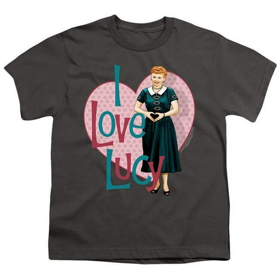 Trevco LB303-YT-2 I Love Lucy & Heart You - Short Sleeve Youth 18-1 T-Shirt, Charcoal - Medium