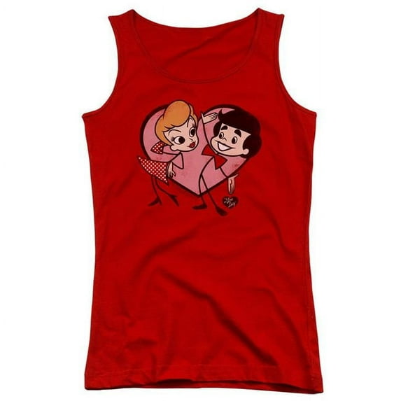 Trevco LB304-JTK-3 I Love Lucy & Cartoon Love - Juniors Tank Top, Red - Large