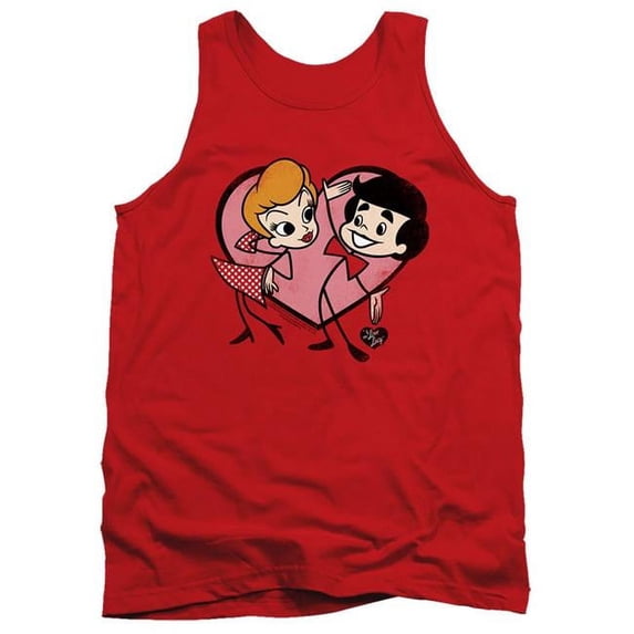 Trevco LB304-TK-5 I Love Lucy & Cartoon Love - Adult Tank Top, Red - 2X