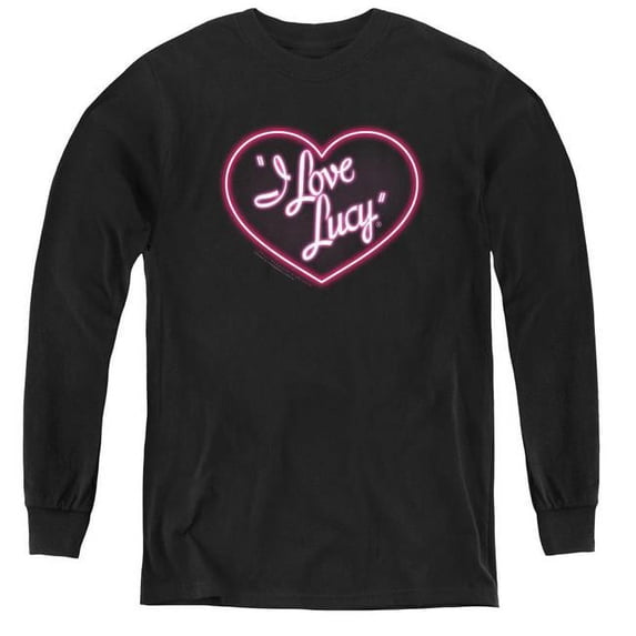 Trevco LB353-YL-4 I Love Lucy & Neon Logo-Youth Long Sleeve Tee, Black - Extra Large