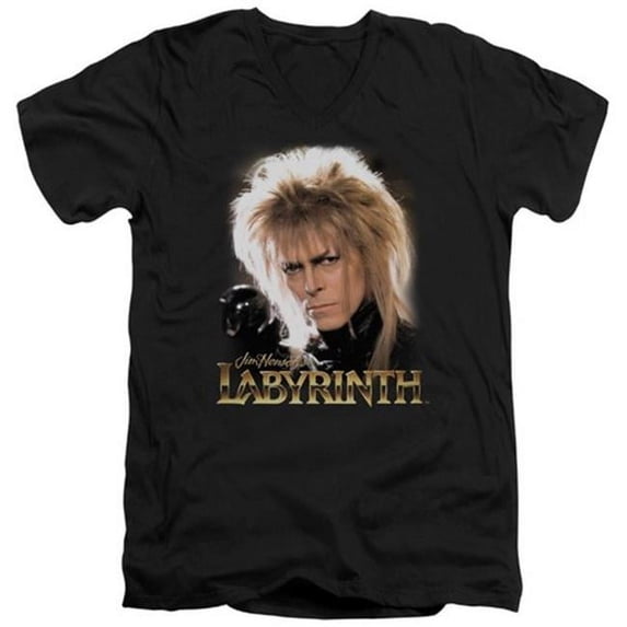 Trevco Labyrinth-Jareth Short Sleeve Adult V-Neck 30-1 Tee- Black - 2X