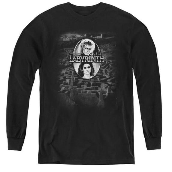 Trevco Labyrinth & Maze - Youth Long Sleeve Tee, Black - Medium