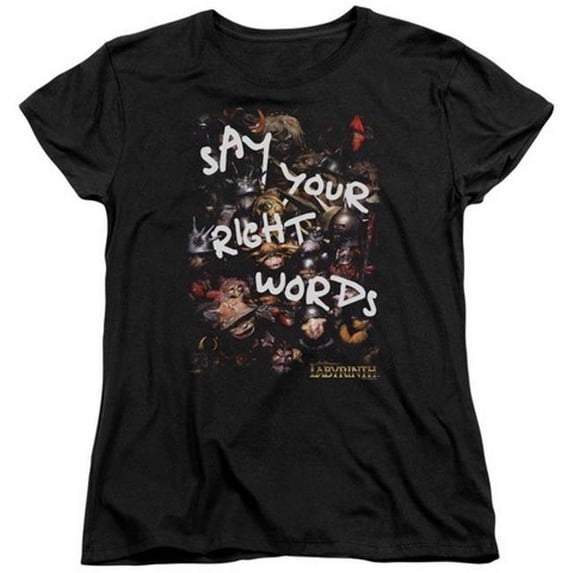 Trevco Labyrinth-Right Words Short Sleeve Womens Tee- Black - 2X