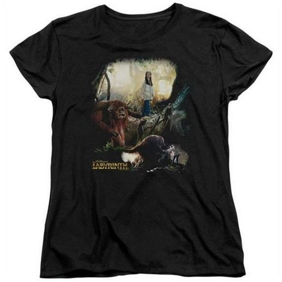 Trevco Labyrinth-Sarah & Ludo Short Sleeve Womens Tee- Black - XL