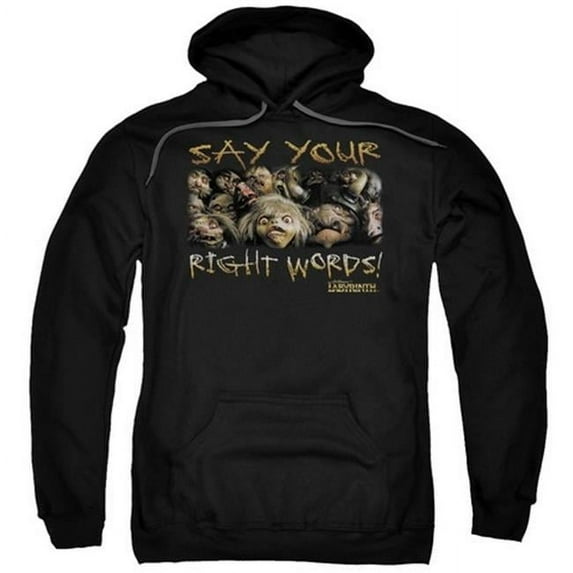 Trevco Labyrinth-Say Your Right Words Adult Pull-Over Hoodie- Black - Large