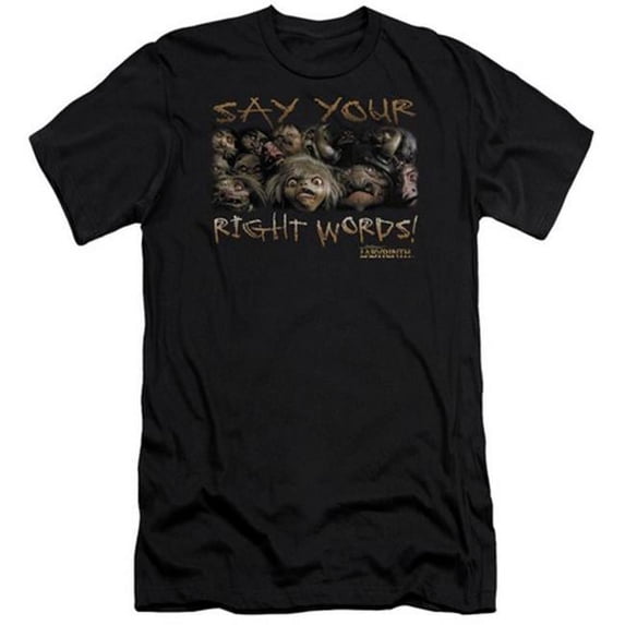 Trevco Labyrinth-Say Your Right Words Short Sleeve Adult 30-1 Tee- Black - Large