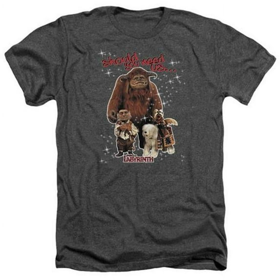 Trevco Labyrinth-Should You Need Us Adult Heather Tee- Charcoal - Medium
