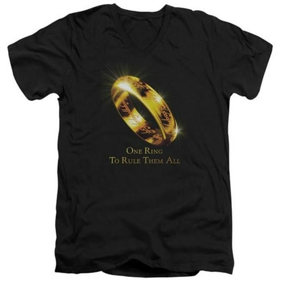 Trevco Lor-One Ring Short Sleeve Adult V-Neck 30-1 Tee- Black - XL