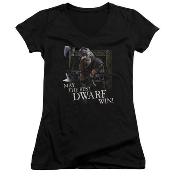 Trevco Lor-The Best Dwarf Junior V-Neck Tee- Black - Small