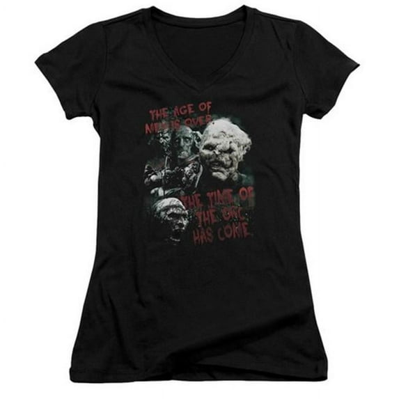 Trevco Lor-Time Of The Orc Junior V-Neck Tee- Black - Small