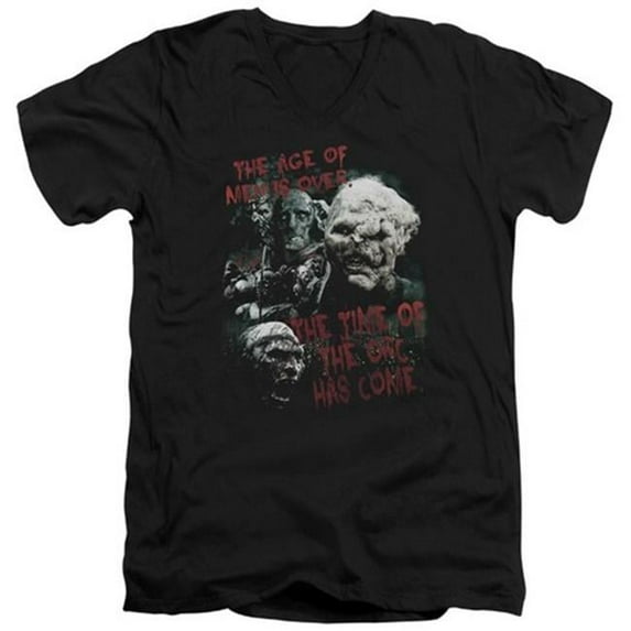 Trevco Lor-Time Of The Orc Short Sleeve Adult V-Neck 30-1 Tee- Black - Large