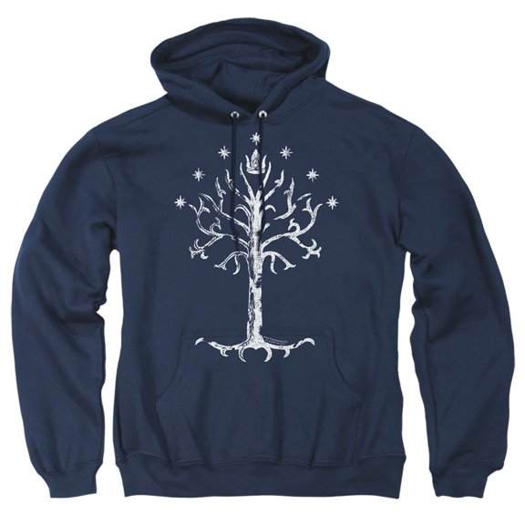 Trevco Lor-Tree Of Gondor Adult Pull-Over Hoodie- Navy - Large