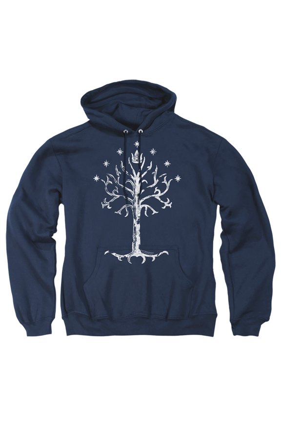 Lor-Tree Of Gondor Adult Pull-Over Hoodie- Navy - Large