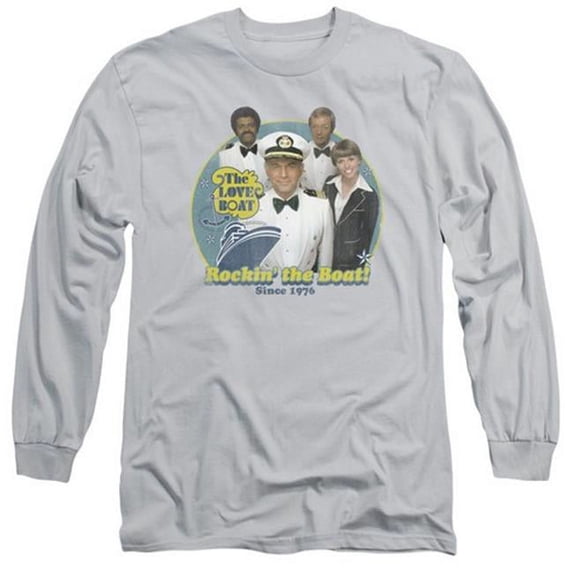 Trevco Love Boat-Rockin The Boat - Long Sleeve Adult 18-1 Tee - Silver- Extra Large