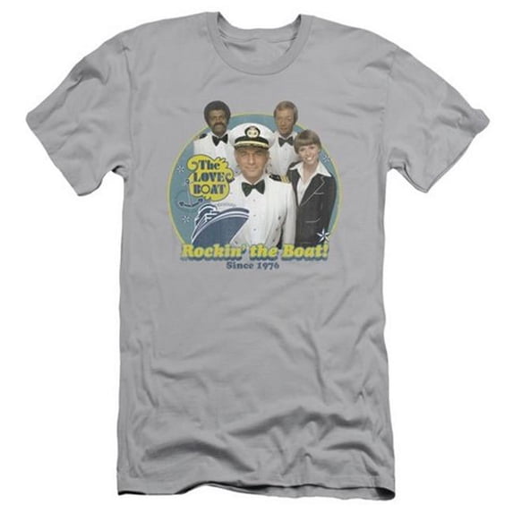 Trevco Love Boat-Rockin The Boat - Short Sleeve Adult 30-1 Tee - Silver- 2X