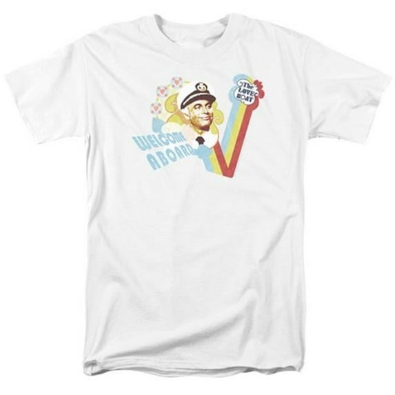 Trevco Love Boat-Welcome Aboard - Short Sleeve Adult 18-1 Tee - White- 3X