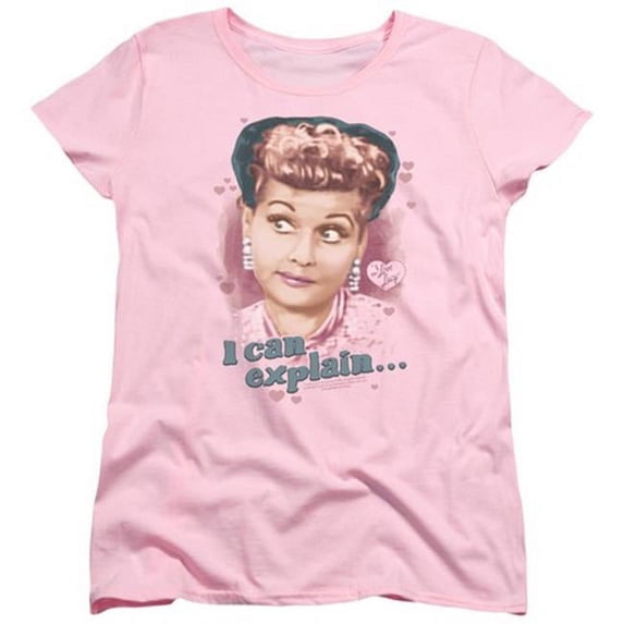 Trevco Lucy-I Can Explain Short Sleeve Womens Tee- Pink - Large