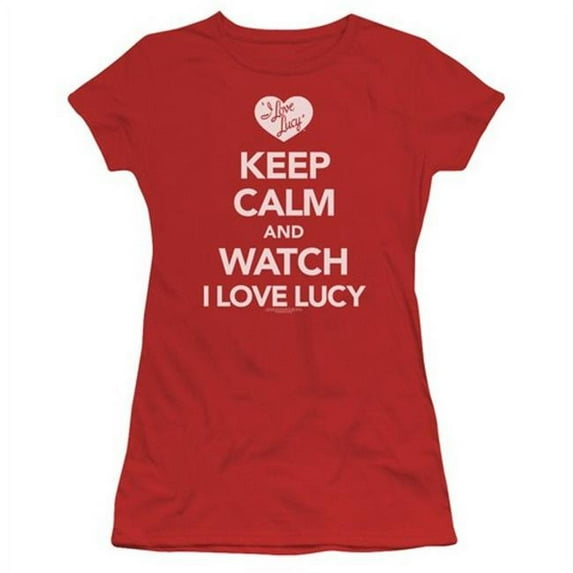 Trevco Lucy-Keep Calm And Watch Short Sleeve Junior Sheer Tee- Red - Large
