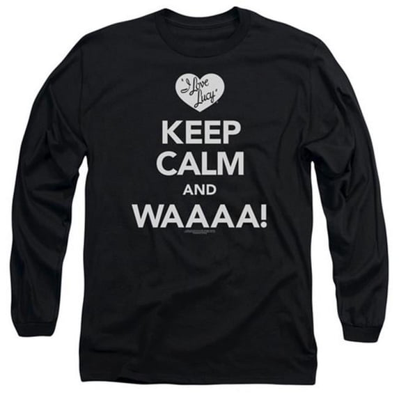 Trevco Lucy-Keep Calm Waaa Long Sleeve Adult 18-1 Tee- Black - Medium