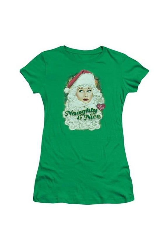 Lucy-Santa Short Sleeve Junior Sheer Tee- Kelly Green - Large