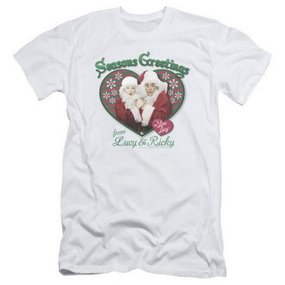 Trevco Lucy-Seasons Greetings Short Sleeve Adult 30-1 Tee- White - Small