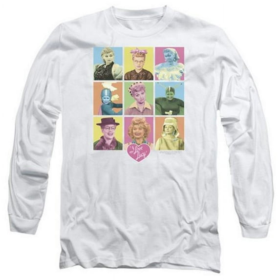 Trevco Lucy-So Many Faces Long Sleeve Adult 18-1 Tee- White - Medium