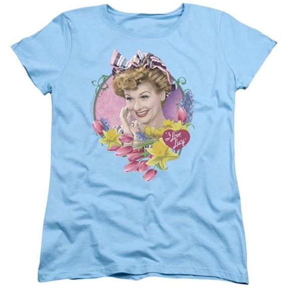 Trevco Lucy-Springtime Short Sleeve Womens Tee- Light Blue - Medium