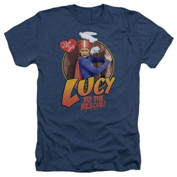 Trevco Lucy-To The Rescue Adult Heather Tee- Navy - XL