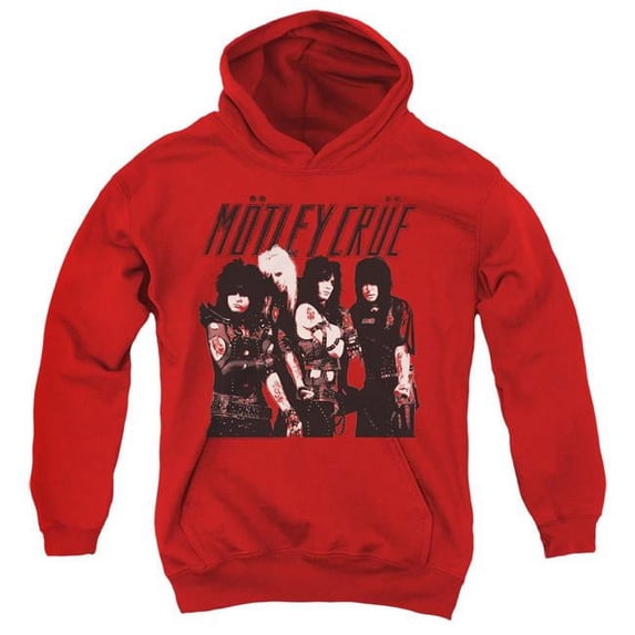 Trevco MCRU104-YFTH-1 Motley Crue & Group Youth Hooded Sweatshirt, Red - Small