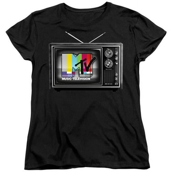 Trevco MTV148-WT-2 MTV & MTV TV Short Sleeve Women T-Shirt, Black - Medium
