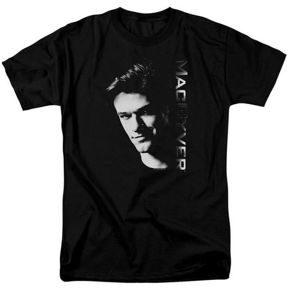 Trevco CBS2470-AT-9 Macgyver & Face Short Sleeve Adult Cotton 18-1 T-Shirt, Black - 6X