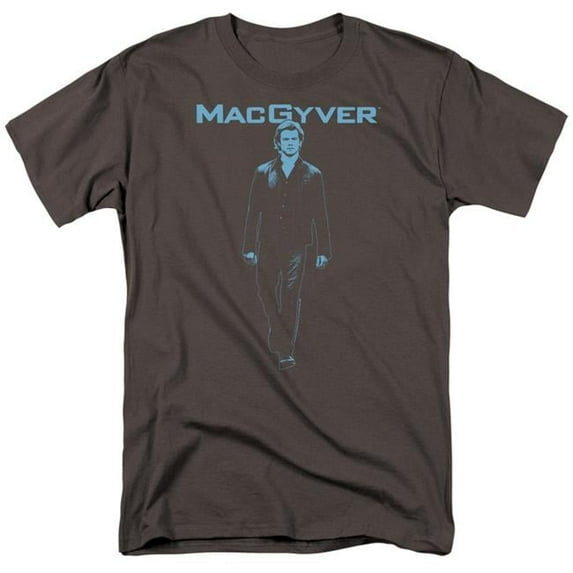 Trevco CBS2468-AT-4 Macgyver & Mono Blue Short Sleeve Adult Cotton 18-1 T-Shirt, Charcoal - Extra Large