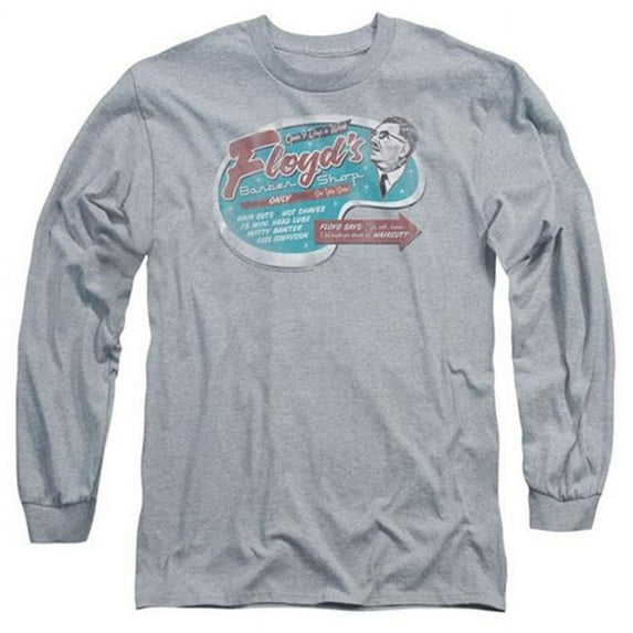 Trevco Mayberry-Floyds Barber Shop - Long Sleeve Adult 18-1 Tee - Heather- Small