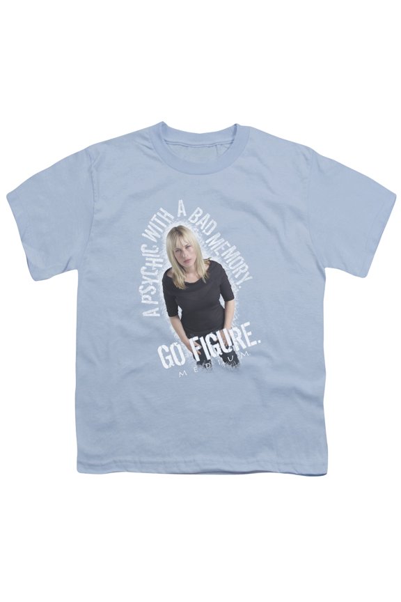 Medium-Go Figure - Short Sleeve Youth 18-1 Tee - Light Blue- Large