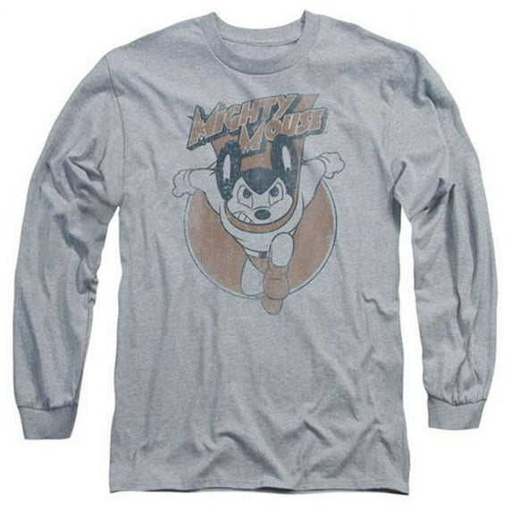 Trevco Mighty Mouse-Flying With Purpose - Long Sleeve Adult 18-1 Tee - Heather- Extra Large