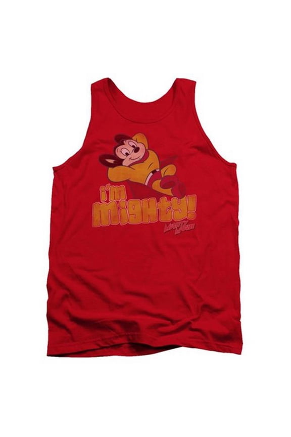 Mighty Mouse-I Am Mighty - Adult Tank Top - Red- Small